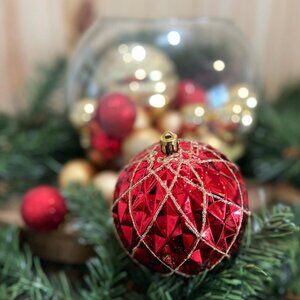 Assorted Christmas Ornaments Gold and Red Shatterproof Decorations 32 Count